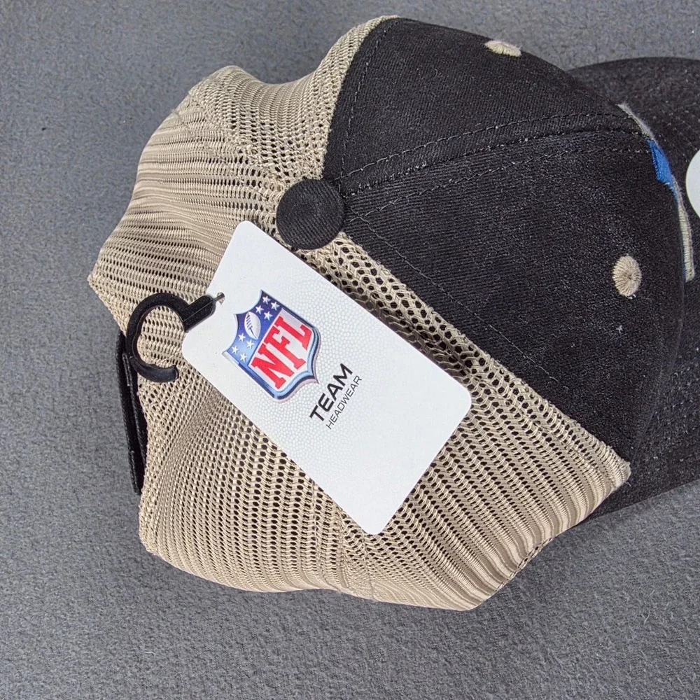 Detroit Lions NFL Team Headwear Trucker Hat Black Tan Mesh Strapback Cap NWT